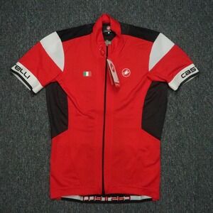 Castelli Jersey‎ Mens Large Red Fuga Full Zip Short Sleeve Cycling Italy NWT